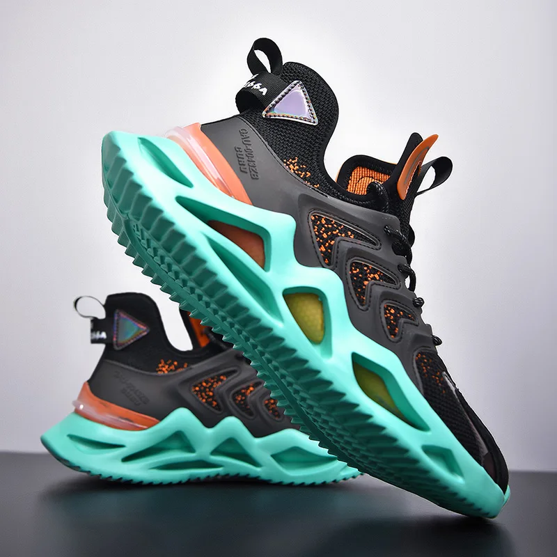 

2021 New Design Fashion High Elasticity Breathable Men's Sport Running Shoes Spring Autumn Shock Absorption Man Sneakers