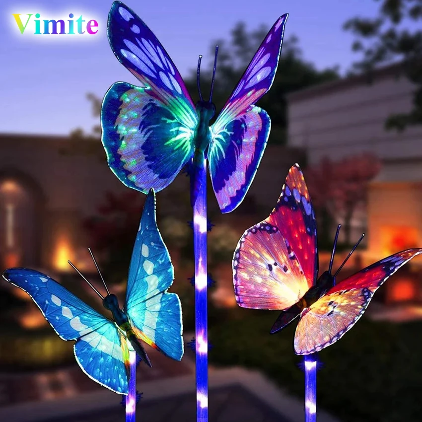 Уличная Светодиодная лампа бабочка на солнечной батарее многоцветный