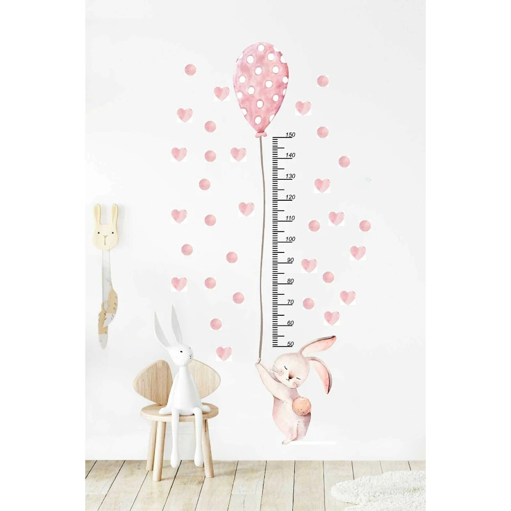 Wall Decorative Vinyl Stickers Stature Baby Child  Growth Chart Cartoon Height Measurement Rabbit Meters Rulers Kids