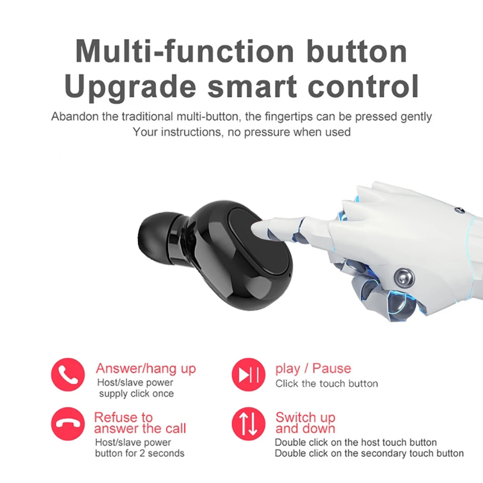 Наушники вкладыши TWS с Беспроводной Bluetooth 5 0 наушники Шум снижение Спорт рожок