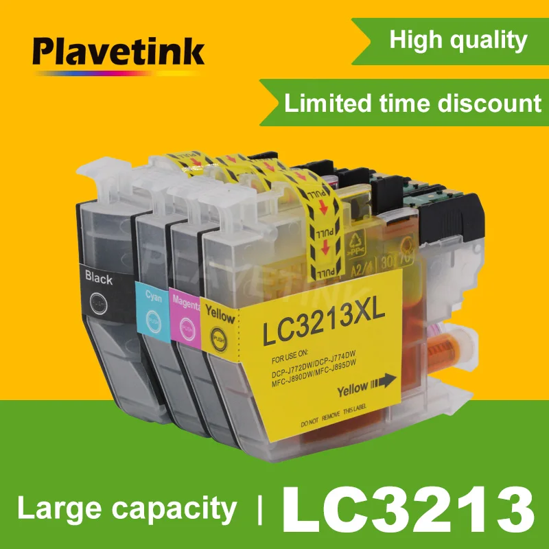 Чернильный картридж Plavetink LC3213 XL совместимый для принтеров Brother LC 3213 с чернилами на