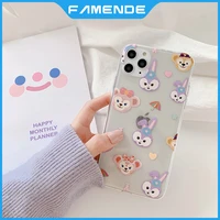 cute painted soft glue phone case for iphone 11 12 pro max mini xr x xs max 7 8 plus full lens protection shockproof case cover