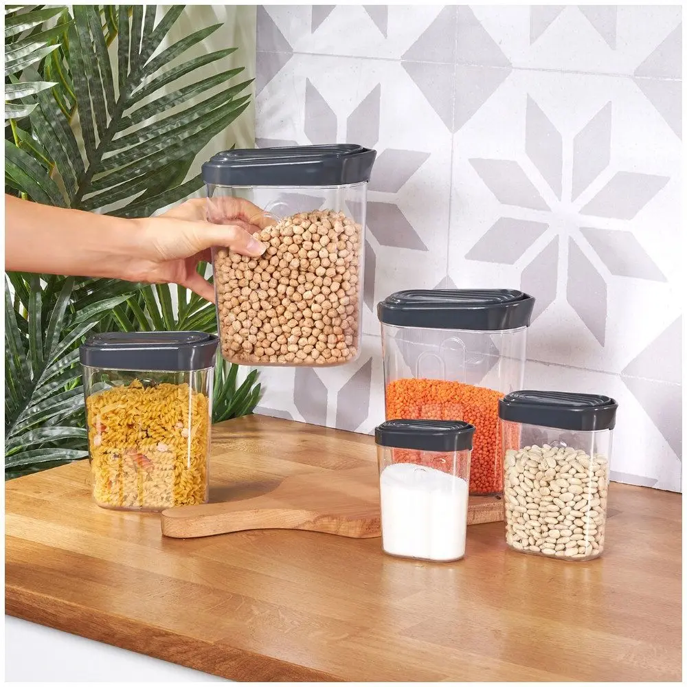 multipurpose usage container 5 pieces storage high quality red and gray colored plastic material home appliances kitchen tool free global shipping