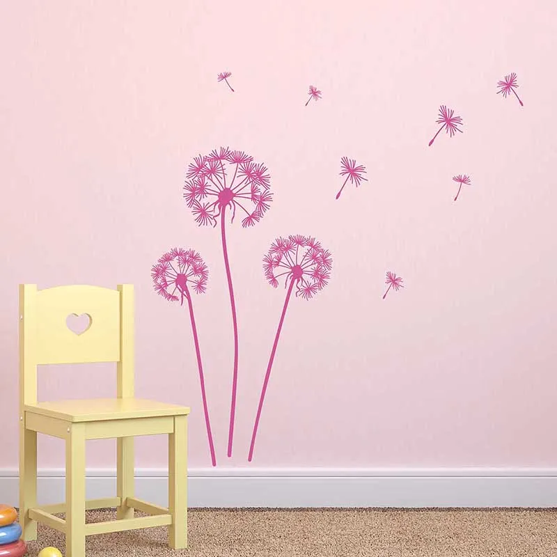 Наклейка на стену с одуванчиками Set семена одуванчика выдувание ветре настенное