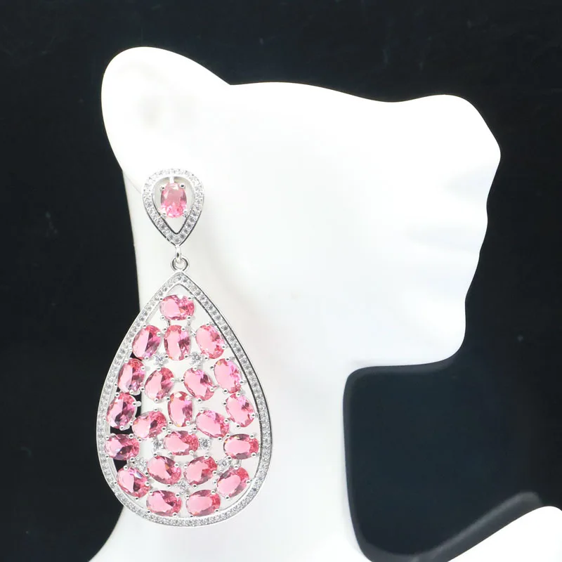 Серьги женские из серебра с сине-синим танзанитом 70 х35 мм 23 г | Украшения и