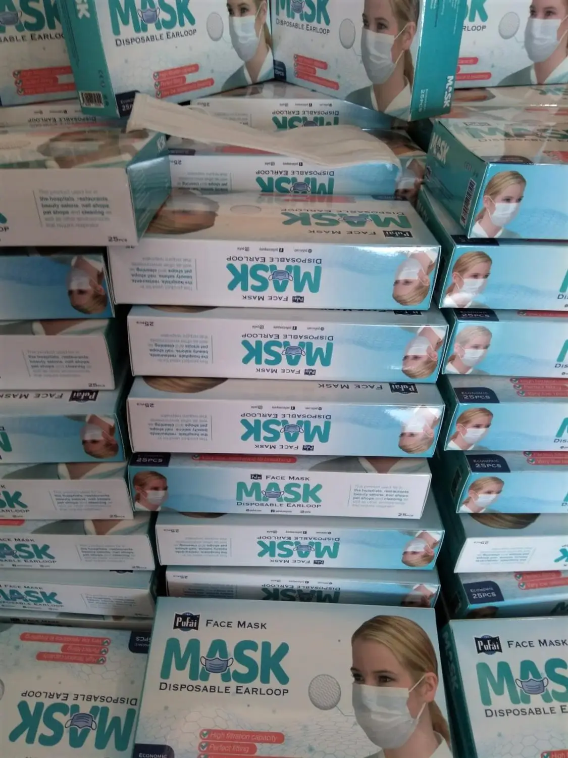 Pufai одноразовые ушные петли маска для лица высокая фильтрация емкость 2000 штук 80