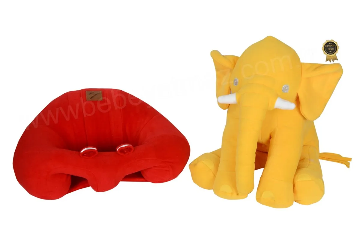 Jaju Baby, Luxury Red Baby Support Seating Cushion and Yellow  Sleep Elephant