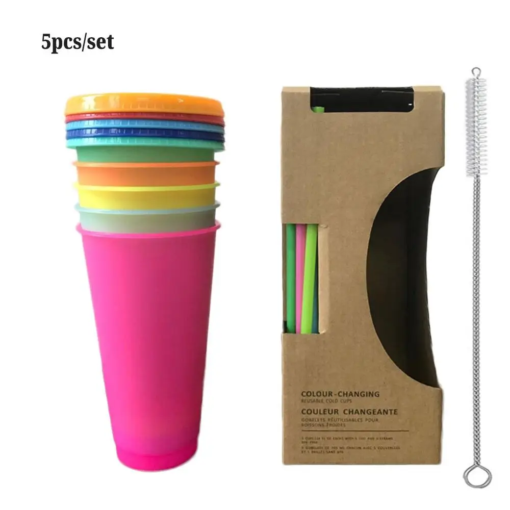 Многоразовая чашка для смены цвета с соломенными крышками набор из 15 штук кружки
