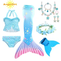angelgirl mermaid tail children swimming suit mermaid swimmable swimsuit cosplay costume swimwear bikini sets christmas gifts