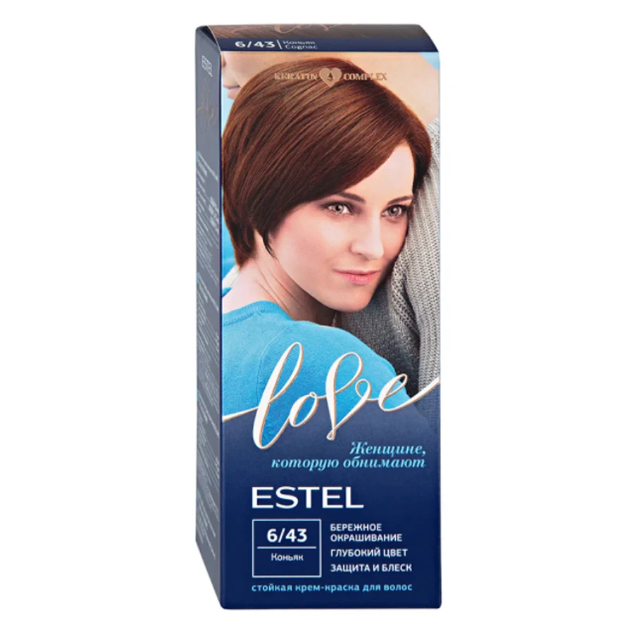 Estel Love Крем-краска стойкая для волос (50/2х25/15+перч), тон 6/43 коньяк