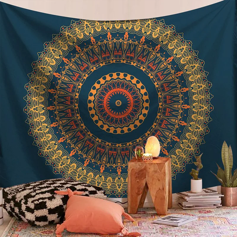 

Bohemia Tapestry Psychedelic Colorful Peacock Mandala Wall Room Decor Bedspread Throw Cover Rugs Dorm Decor Blanket Beach Towel