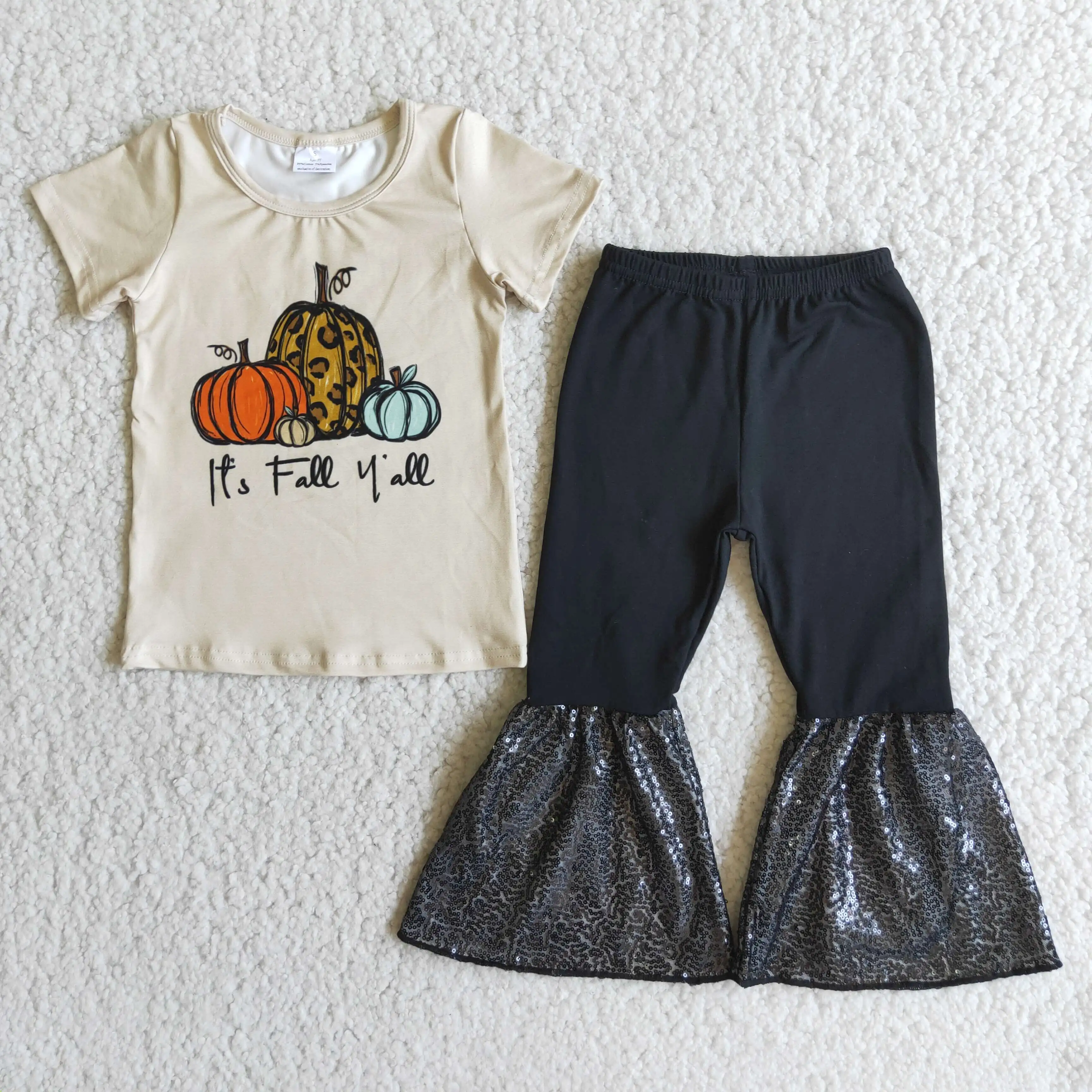 

Wholesale Children Boutique Clothing Baby Sets Halloween Clothes Girls Milk Silk Kids Clothes Outfits For Fall Short Sleeve Suit