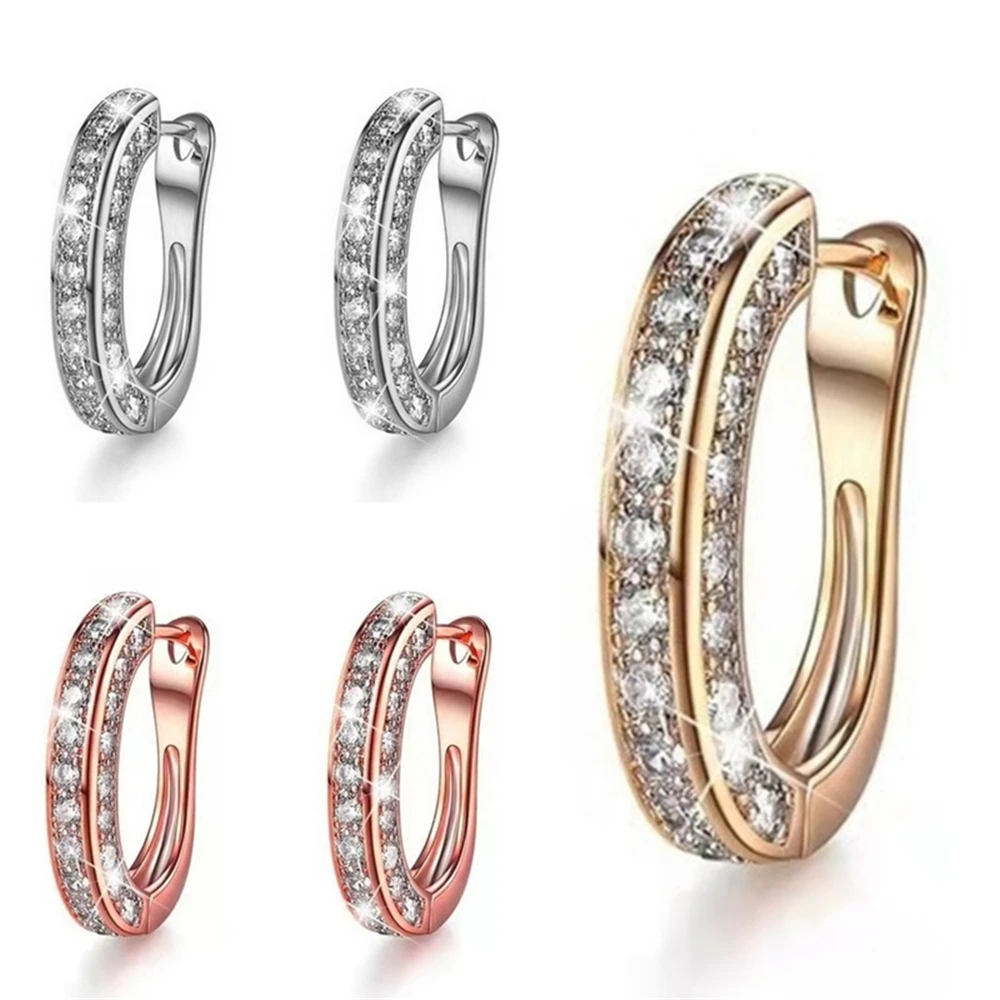 Изысканная Мода Циркон Геометрические Круглые Серьги Золотые Ювелирные Изделия