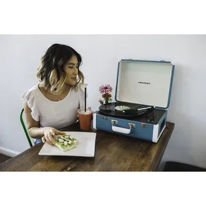 Виниловый проигрыватель CROSLEY PORTFOLIO PORTABLE [CR6252A TU] turquoise/white c Bluetooth|Проигрыватели