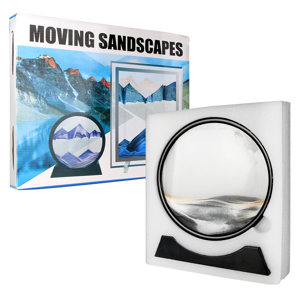 15w712inch moving sand art picture round glass 3d deep sea sandscape in motion display flowing sand frame kids gifts home decor free global shipping