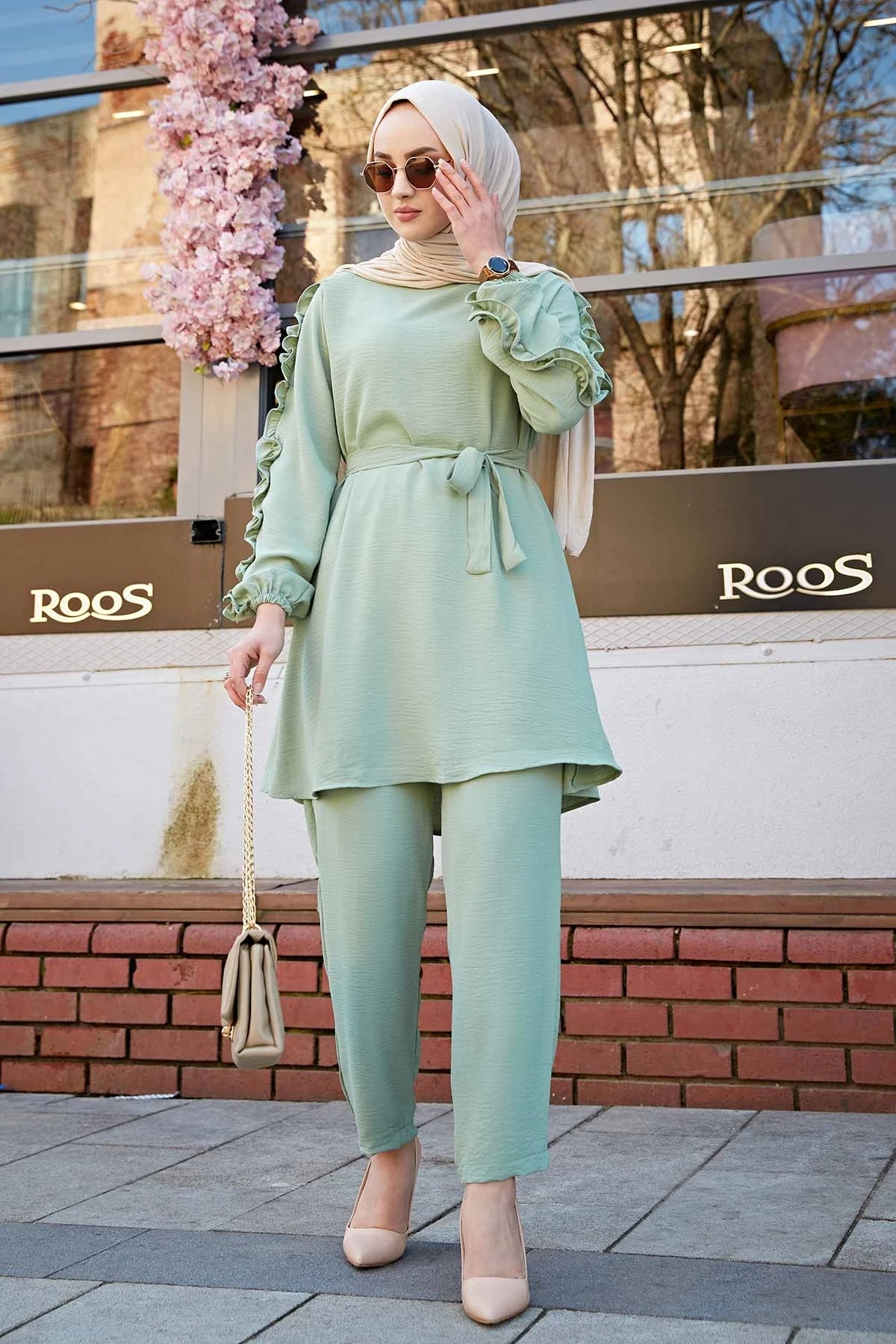 

Triple Combination Team Muslim Women Sets Abaya Kaftan Caftan Muslim team with necklace Turkey Dubai Hijab Sets slamic