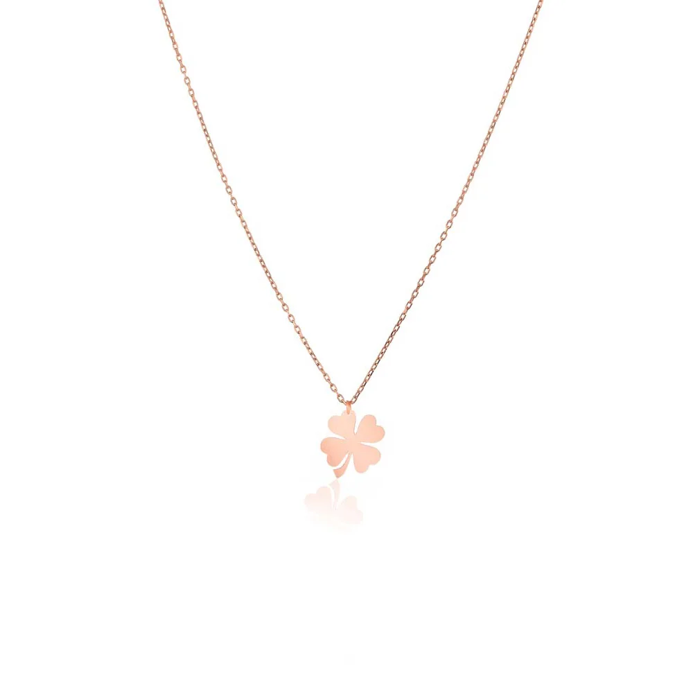 

Stylish Lucky Clover Necklace Jewelry Pendant 925 Sterling Silver Rose Gold Plated with Chain