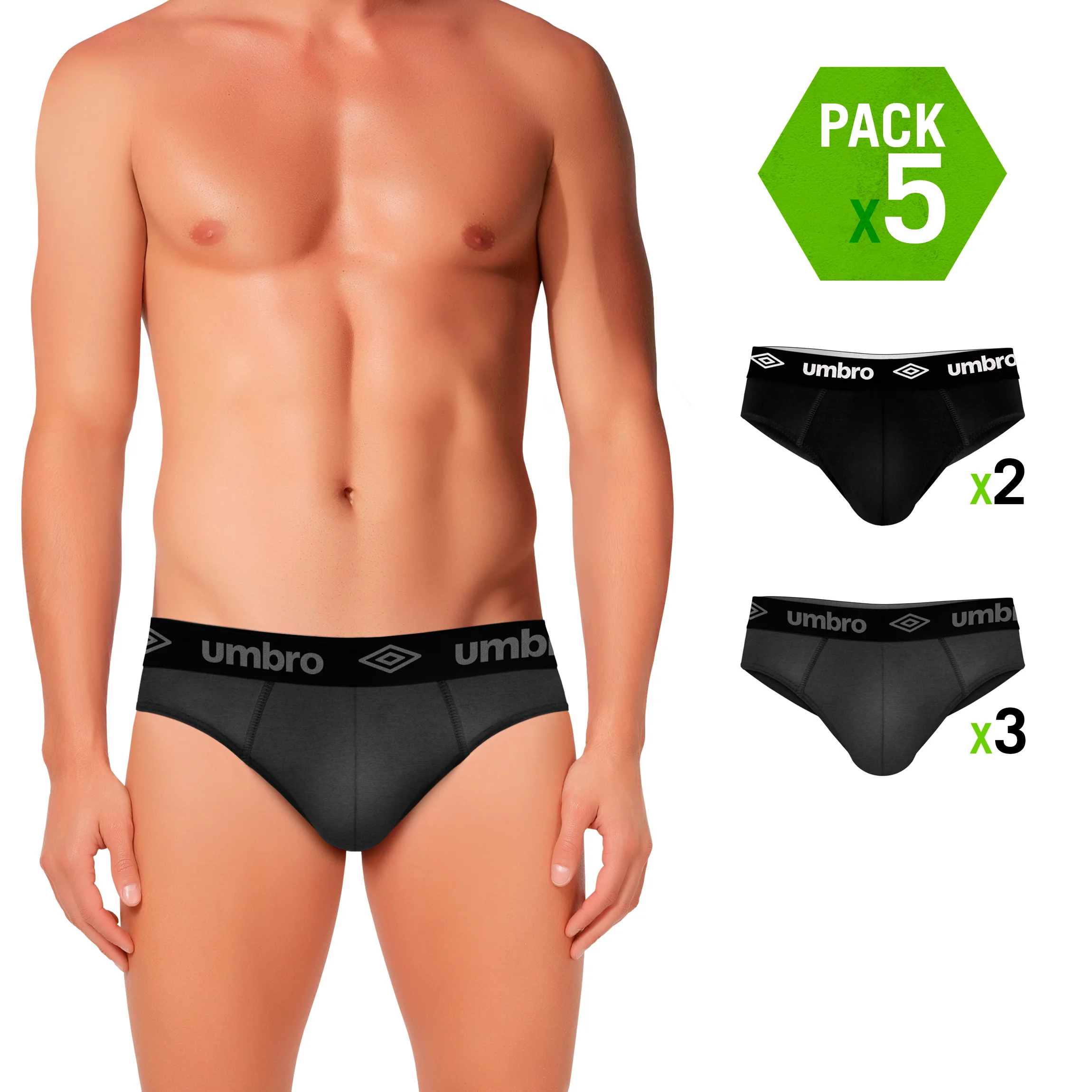 Мужские трусы боксеры Umbro 5 шт. в комплекте серые и черные|Мужские боксеры| |