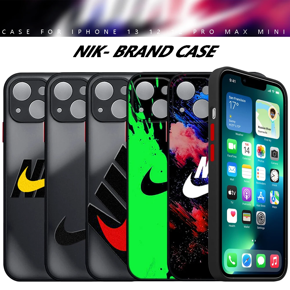 

Luxury ƝİƘḘ Brand Logo Design Phone case for iPhone 11 12 13 pro max mini 7 8 SE 2020 XS MAX X XR Transparent coques shells