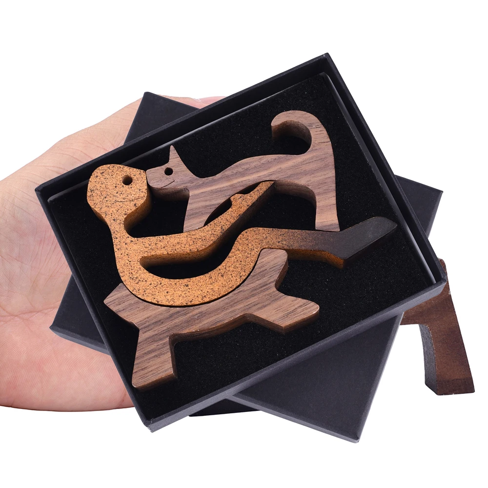 

Home Decor Wood Dog Figurines Decorative Living Room Miniatures Table Ornament Wooden Craft Sculpture Decoration For Home Gift