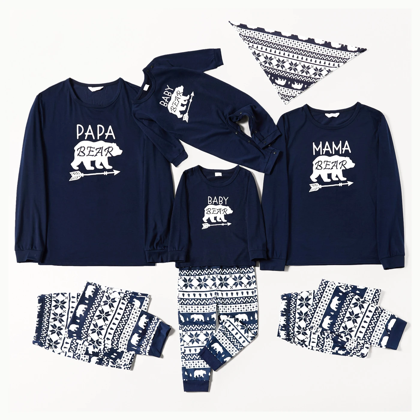 

PatPat Christmas Polar Bear and Letter Print Dark Blue Family Matching Long-sleeve Pajamas Sets (Flame Resistant)