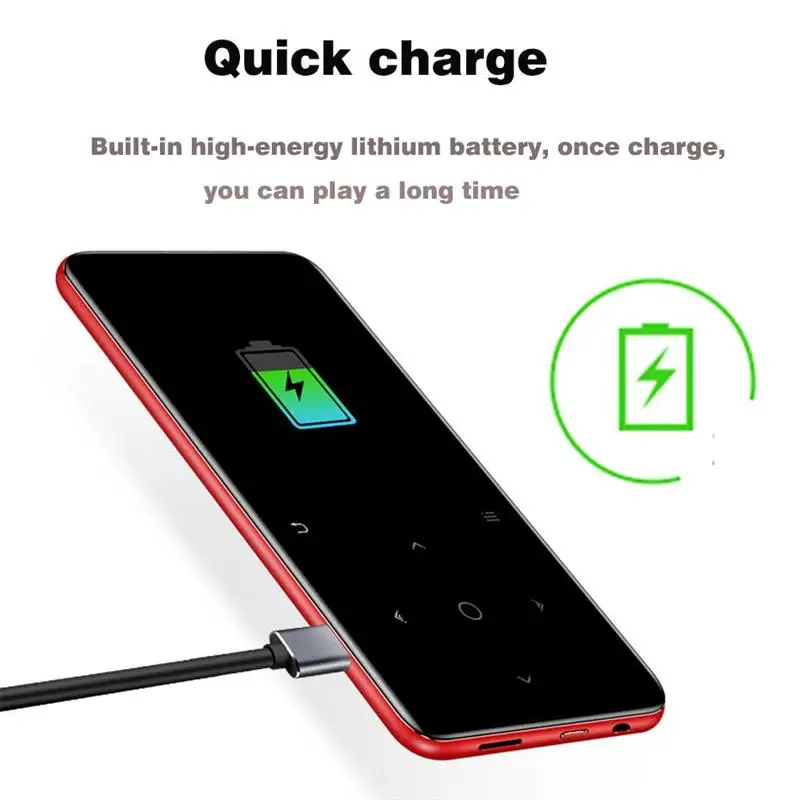 HIFI Bluetooth MP4-плеер с сенсорным экраном, тонким корпусом, встроенной памятью на 16 ГБ и динамиком с FM-радио и функцией записи, подходит для занятий спортом на открытом воздухе.