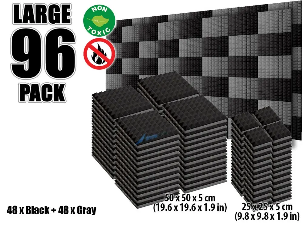 Black and Gray Arrowzoom 96 шт. цветная комбинация Пирамида плитка студия Звукопоглощающая Панель акустическая пена лечение AZ1034 - Цвет: Black and Gray