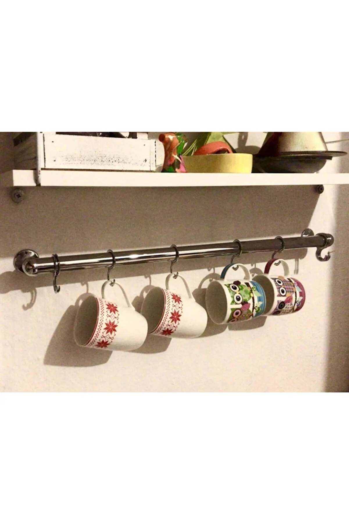 

60 Cm Chrome Robe Hook Kitchen Bathroom Hanger Cup Mug Hanger Chrome robe hook row hook hanging cup holder