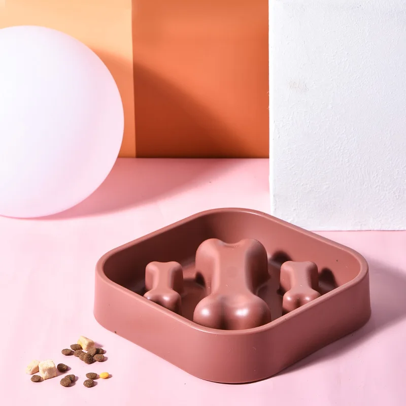 

Slow Feeder Dog Bowls Cute Bone shape Pet Food Water Feeder Bowl Healthy Non Slip Puppy Cat Feeding Supplies