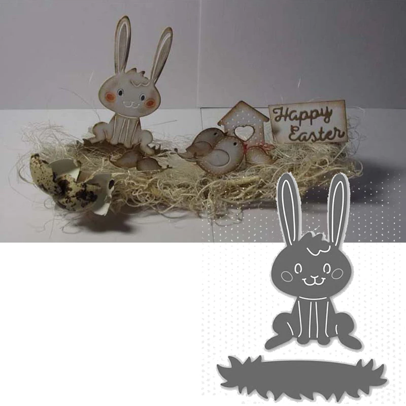Милый кролик на траве высечки для изготовления карт животные 2020 металлические