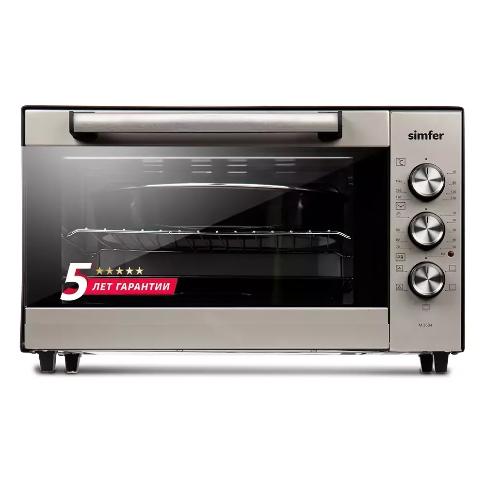 Мини-печь духовка Simfer M3516 M3501 M3504 5 режимов работы конвекция 2 противня подсветка