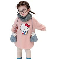 2021 girl sweatshirt with fleece childrens clothing baby kids tops warm winter thicken velvet sweatshirt for girls