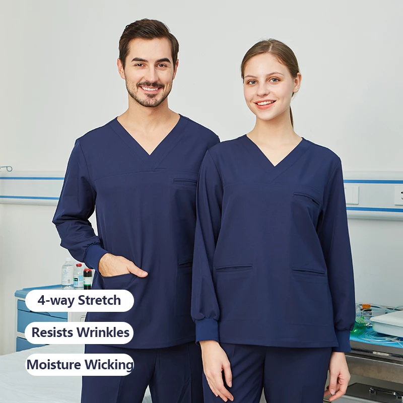 

Wardrobe Stretch Medical Core Scrubs Uniform Nurse Set Workwear Winter Relaxed Top and Pant Doctor Working Suits 9505-02