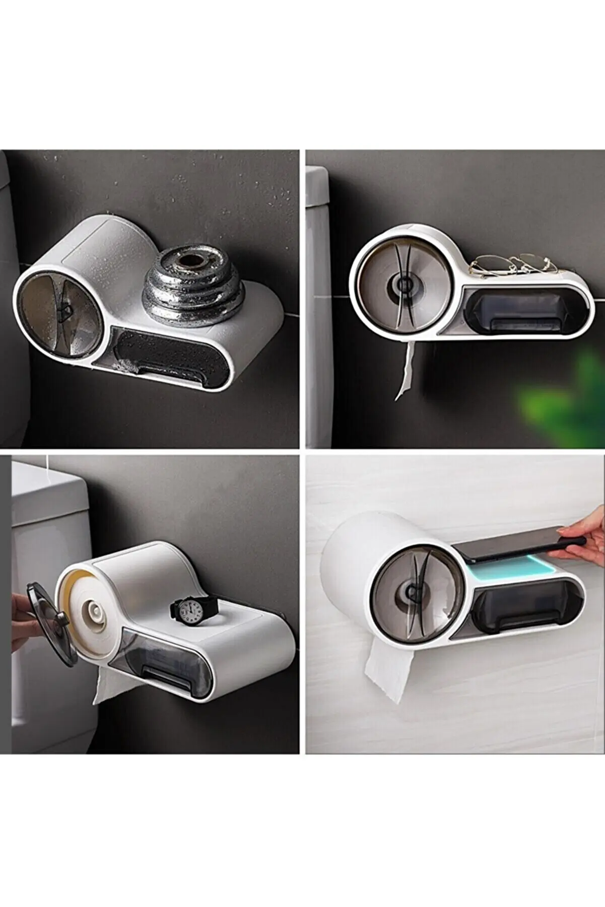 

Multifunctional Toilet Paper Hanging Equipment New generation modern stylish paper and goods holder portable adhesive bathroom rack