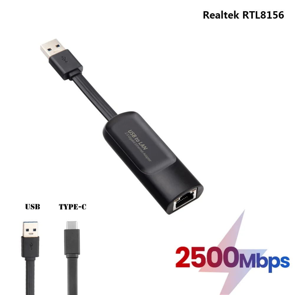 

2500Mbps USB C 2.5G Ethernet Adapter 1000Mbps Wired Network Card Type-C To RJ45 Converter Ethernet Lan Hub For Laptop Windows