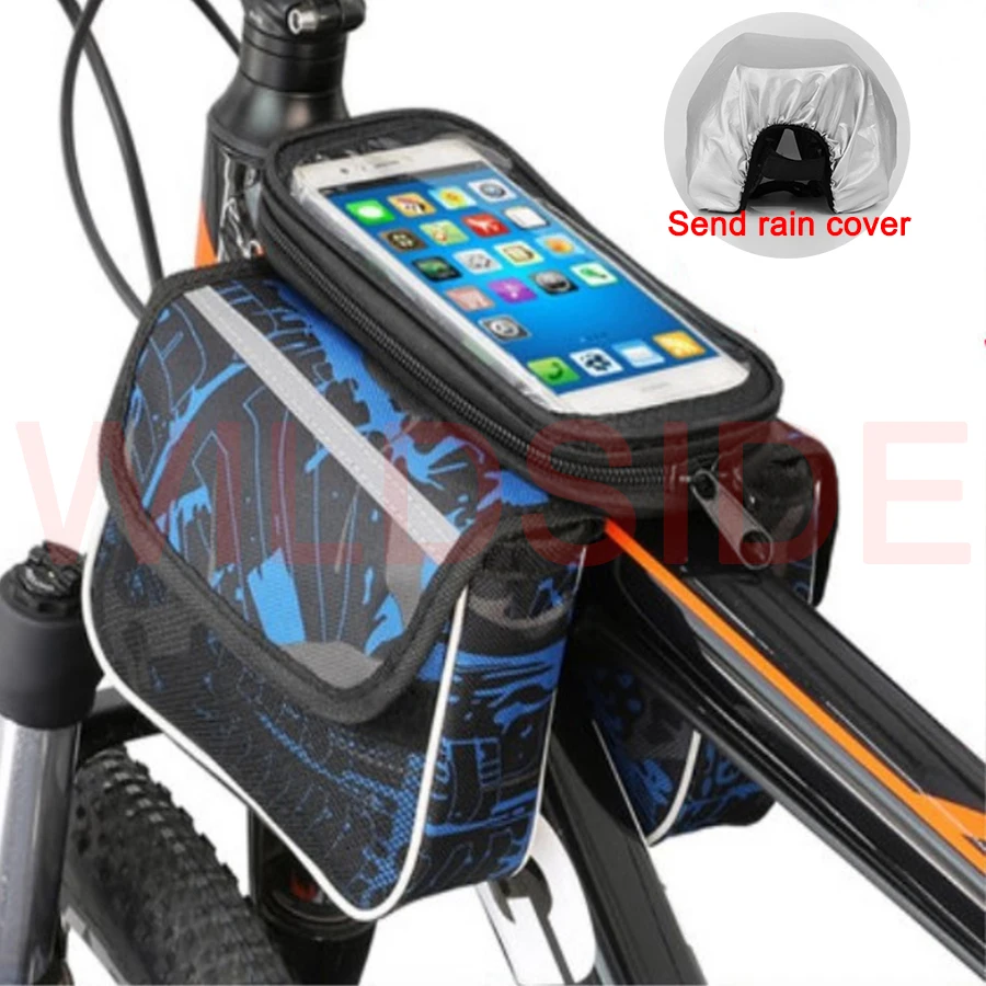 

New Bicycle Bag With Rain Cover Bicycle Front Touch Screen Phone Bag Mountain Bike Top Tube Bag Bike Accessories