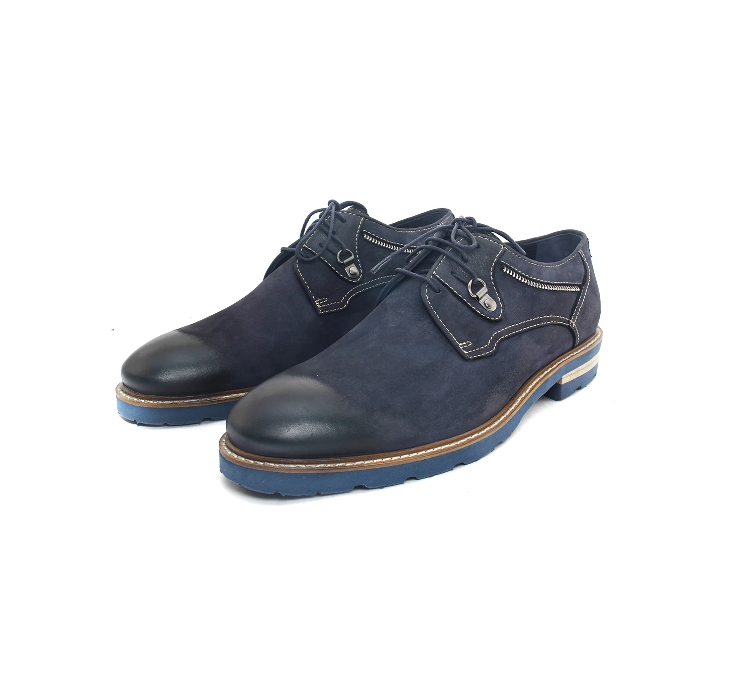 

Эксклюзивные туфли дерби ручной работы с вощеным нубуком и эксклюзивной дополнительсветильник кой подошвой, темно-синие, Модные молнии све...