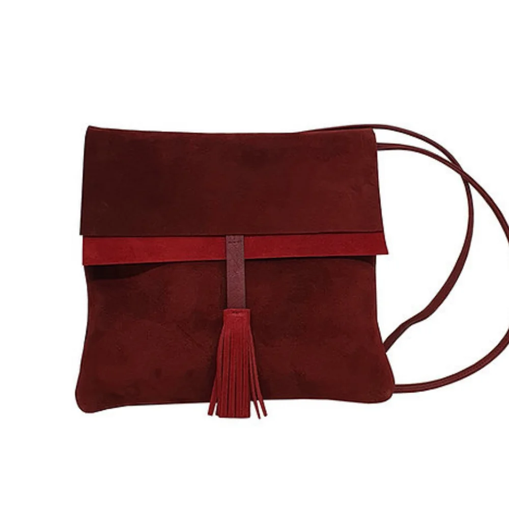 Copoint Genuine Leather Suede Cross Strap Women Burgundy Shoulder Bag 2021 fashion luxury high quality stylish Christmas Gift