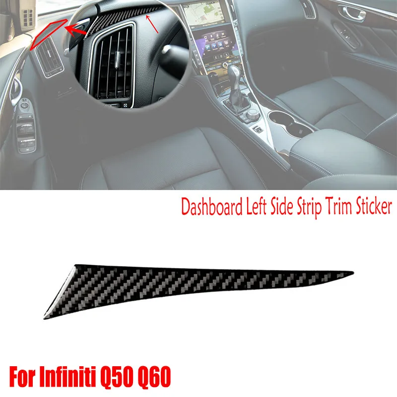 

LHD For Q50 Q60 2014-2019 2018 2017 Carbon Fiber Car Accessories Interior Parts Dashboard Left Side Strip Trim Sticker