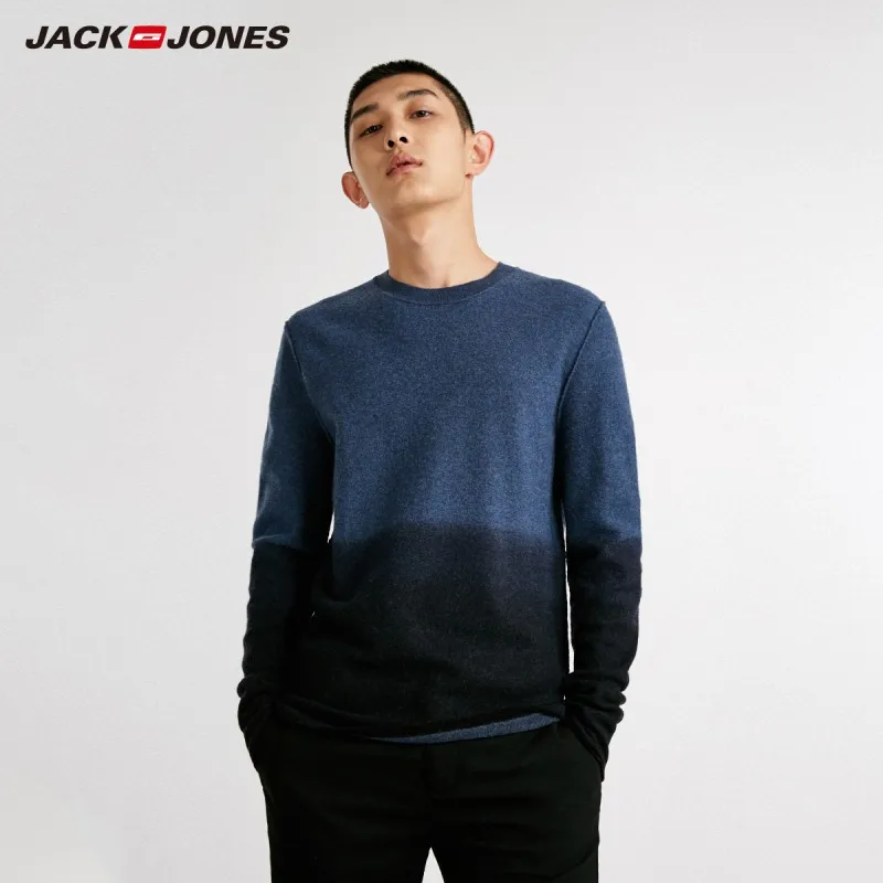 JackJones мужской зимний тренд из чистой шерсти контрастный Повседневный свитер