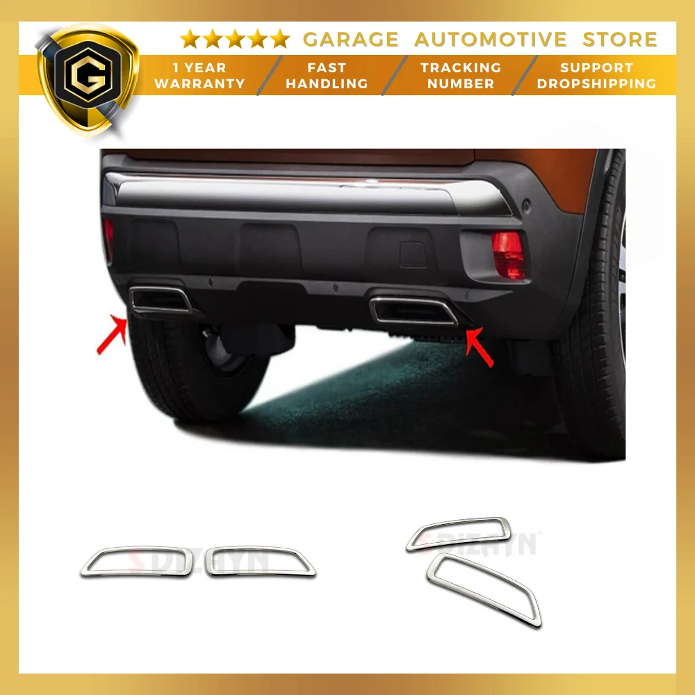 

S-Designed For Peugeot 3008 Stainless Steel Chrome Exhaust Output 2 Piece 2016 Above ISO9001 / 2008 A + quality Design Auto Accessories