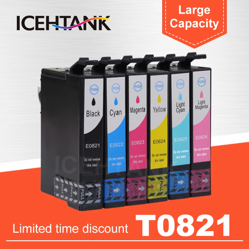 Чернильный картридж ICHTANK T0821 совместимый с принтером Epson Stylus Photo R270 R290 R390 RX590 RX610 RX690