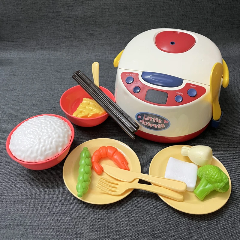 Kids Kitchen Toys Simulation Electric Rice Cooker Interactive Toy Mini Kitchen Food Pretend Play House Role Playing Girls Toys images - 6
