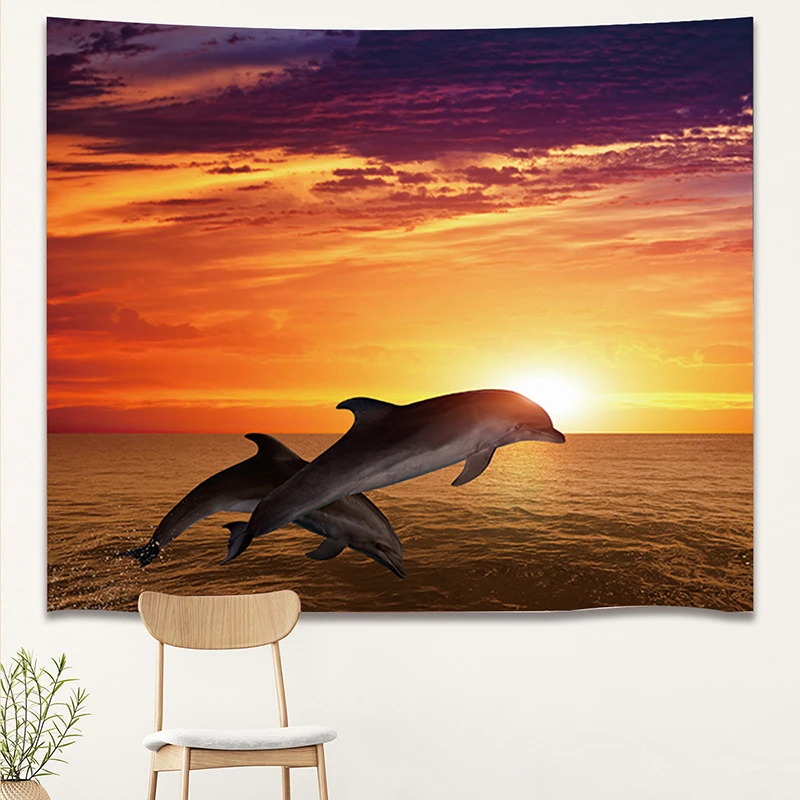 

Dolphin Wall Hanging Ocean Tropical Fish Porthole Beach Tapestry Dropshipping