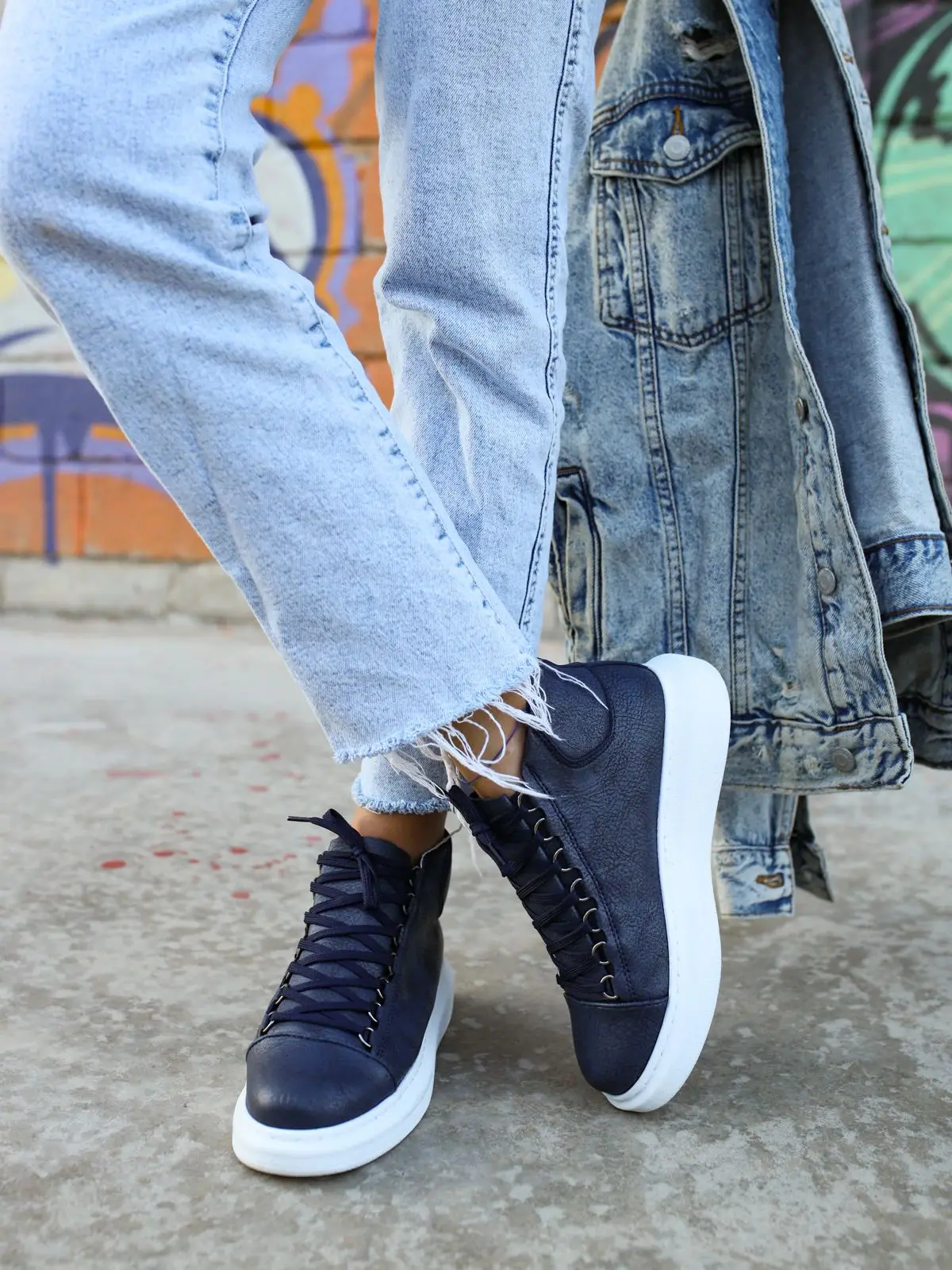 Chekich Women Girl Shoes Anthracite Color Lace-Up White Outsole Eco-Friendly Vegan Artificial Leather Odorless Classic CH258