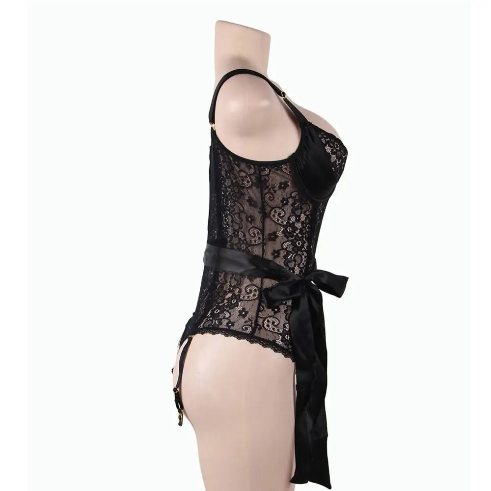 

5XL Plus Size Sexy lingerie Women Solid Color Bodysuits Lace Underwear Transparent Sexy Porno Babydoll Sleepwear Exotic Costumes