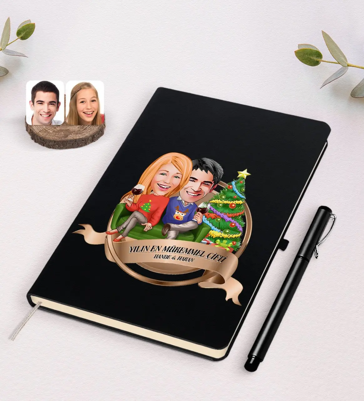 

Персонализированные идеальные карикатура черный блокнот и ручка подарка Seti-64