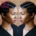 Короткие парики, человеческие волосы, волнистые, дешевые парики, полноразмерные парики из человеческих волос, Короткие парики с вырезами фальшивой, человеческие волосы для женщин, глубокая волна