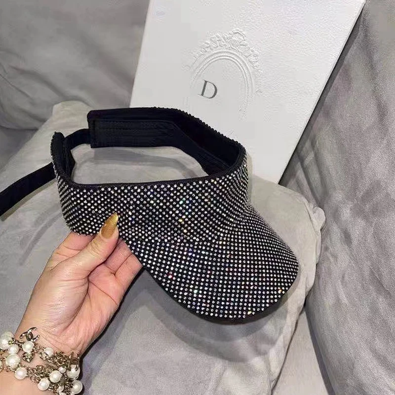 Новинка Солнцезащитная шапка Стразы для путешествий пляжный козырек блестящая