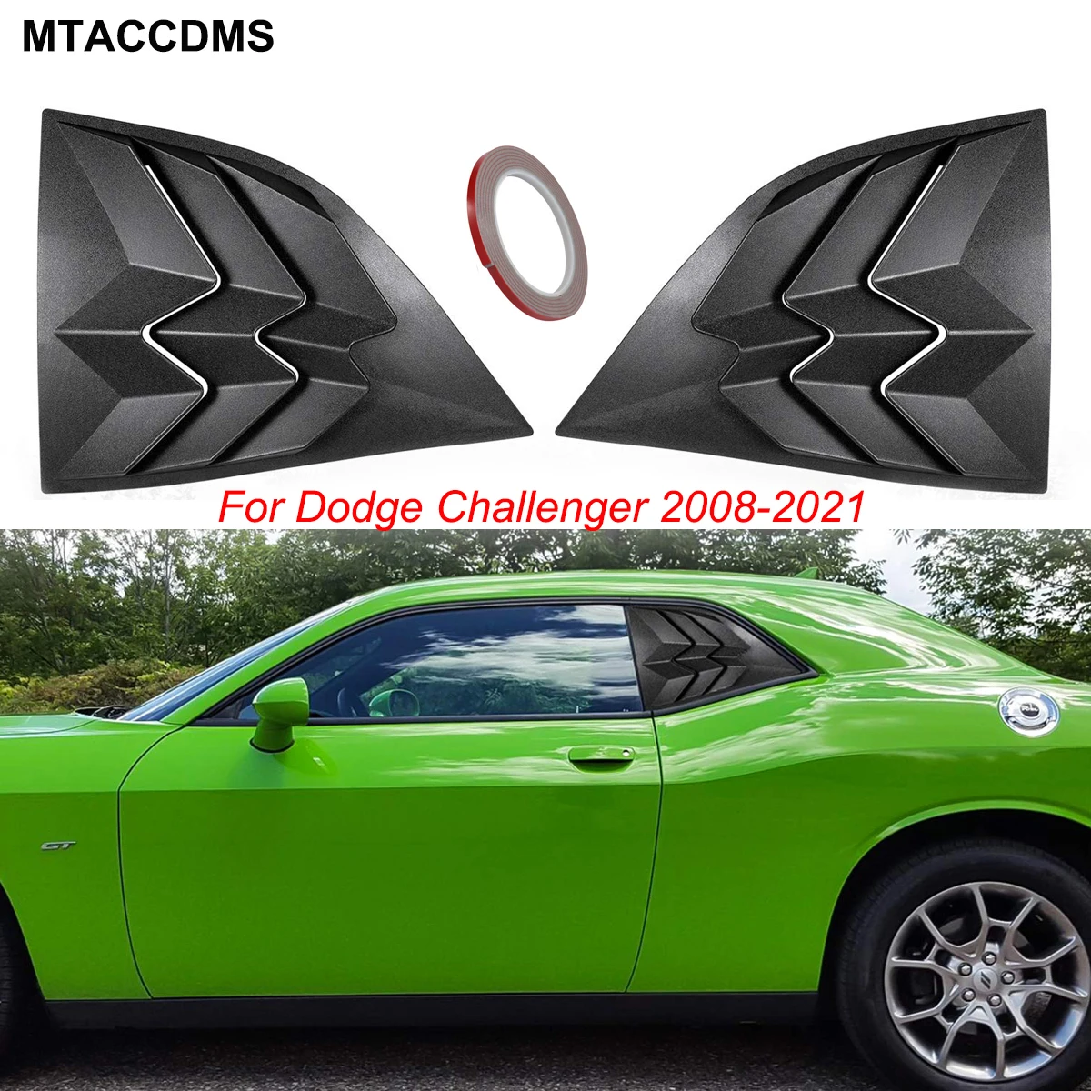 

1 Pair ABS Black Car Window Scoops Louver Side Vent Window Covers For Dodge Challenger 2008-2021 Left Right Sun Rain Shade Vent